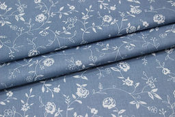 Поплин Роза Вьюнок цв.сине-серая дымка, СОРТ2, ш.1.5м, хлопок-100%, 105гр/м.кв - Купава фото 4
