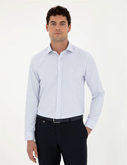 A__k Mavi Slim Fit Uzun Kollu G_mlek