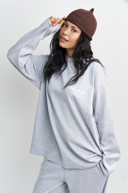 Лонгслив хлопковый с необработанным краем Серый меланж - Erist store фото 4