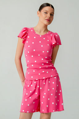 Арт.9176/2 Пижама с шортами 42-48 (4 шт) Цвет:малиновый,белый - Калинка фото 2