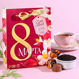 Подарочный набор 8 марта, чай 50 г, конфеты 100 г