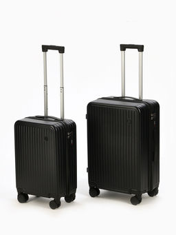 Чемодан на колёсах средний 74 л (М), на молнии, кодовый замок, 4 колеса, чёрный