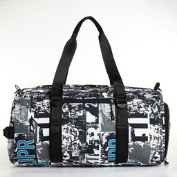 Сумка спорт L-б/н Буквы, 45*21*24, отд на молн, отд д/обуви, 2 н/кармана, дл ремень, черный - Simaland фото 3