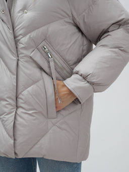 Полупальто женское зимние с мехом песец люкс класса серого цвета 6227Sr - Mtforce фото 11