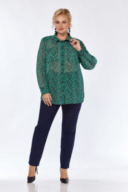 Блуза Элль стиль 2314а зеленый принт  фото 5