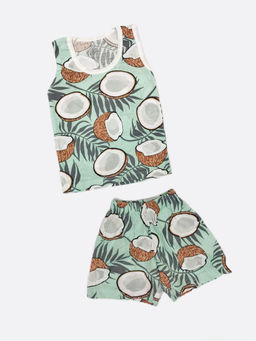 Майка с шортами кокосы, арт.kC-KS049-SU, ткань супрем мятный