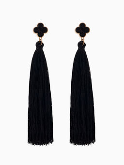 Серьги Кисти, цвет чёрный в золоте, L кисти 8.7 см
