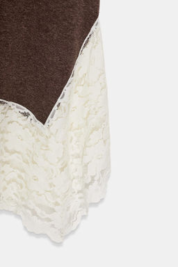 LONG DRESS WITH CONTRAST LACE - Zara фото 5