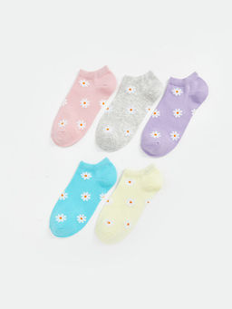 ?i?ekli K?z ?ocuk Patik ?orap 5li