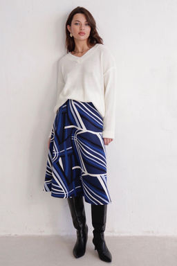 11047 Юбка А-силуэта синяя с принтом - Martichelli фото 6