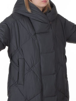 8870 DK. GRAY Пальто зимнее женское оверсайз (200 гр. холлофайбер)