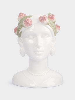 Ваза для цветов, 30 см, керамика, молочная, Женщина с тюльпанами, Tulip - Anna lafarg фото 3