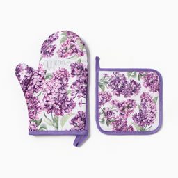 Набор кухонный «Сирень» варежка-прихватка 20×27 см, прихватка 17×17 см 100% п/э