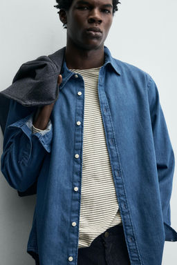 Рубашка Denim Relaxed Fit средне-синяя