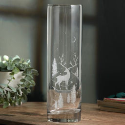 Ваза для цветов стекло новогодняя «Олень», прозрачная, высота 26.3 см