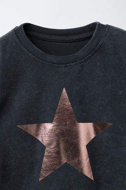 CAMISETA ESTRELLAS BRILLO / Negro - Zara фото 3