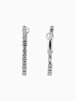 Цена за 2 шт. Серьги-кольца со стразами d=3,5см, цвет белый в серебре