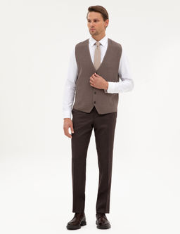 Vizon Melanj Slim Fit V Yaka Triko Yelek