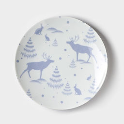 Тарелка новогодняя Добрушский завод Зимний лес, d=24 см, фарфор, синяя