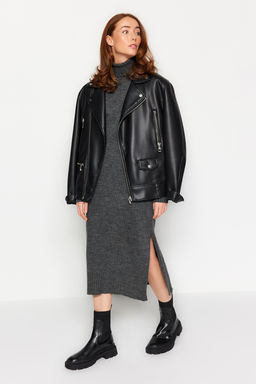 TRENDYOLMILLA Camel Midi Triko Genis Kal?p Yumusak Dokulu Elbise TWOAW24EL00034 фото 22