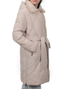 309 BEIGE Пальто зимнее стеганое женское (200 гр. холлофайбер, натуральная норка) - Fashion фото 2