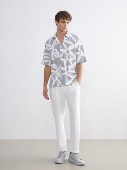 Regular Fit K?sa Kollu Desenli Erkek G?mlek