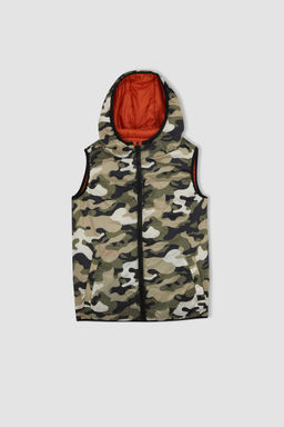 Двусторонний пуховик с капюшоном для мальчика - Defacto фото 7