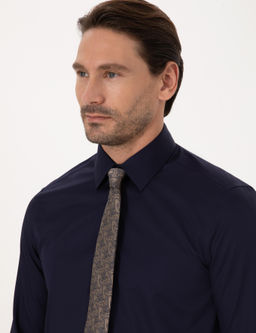 Lacivert Slim Fit %100 Pamuk Non Iron Kolay _t_lenebilir Klasik G_mlek - Cacharel фото 2