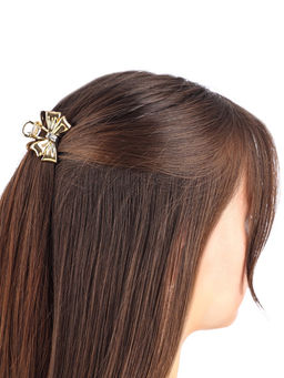 Цена за 6 шт. Крабик для волос «Хизер», бант галант, 4.5 см, золото