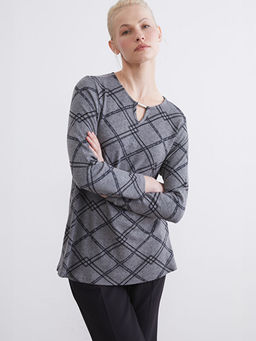 Bisiklet Yaka Desenli Bluz