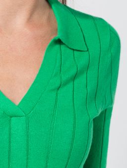 VILATTE / Поло тонкой вязки в широкий рубчик из хлопка с вискозой  фото 2