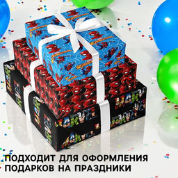 Упаковочная бумага, набор 3 листа, Мстители, Человек-паук, 70 х 100 см
