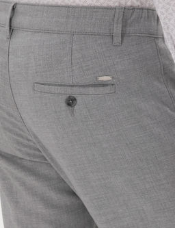 Gri Slim Fit Beli Lastikli Kanvas Pantolon