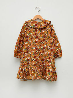 Bebe Yaka Desenli Uzun Kollu Gabardin K?z ?ocuk Elbise - Waikiki фото 2