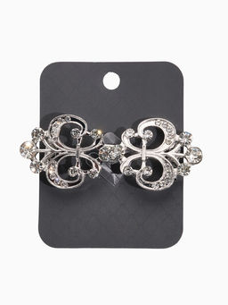 Зажим для кардигана «Ажур. Лилия», белый в серебре