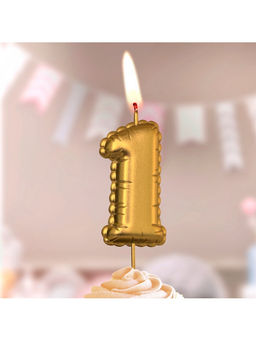 Цена за 3 шт. Свеча в торт на шпажке «Воздушная цифра 1», золото