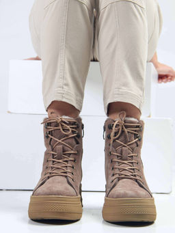 Ботинки 219.warmbr. капучино замша/Байка