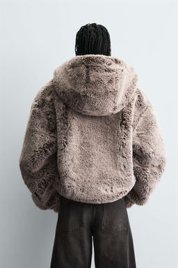 FAUX FUR HOODIE JACKET - Zara фото 3