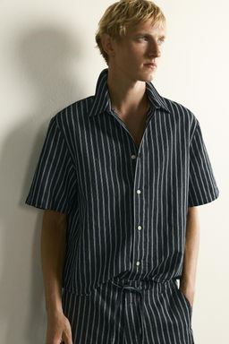 CAMISA DENIM ALGOD?N - LINO RAYAS / ?ndigo - Zara фото 6
