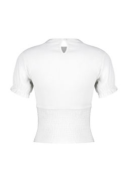 Beyaz Gipeli Dik Yaka Burumcuk/Dokulu Esnek Orme Bluz TWOSS24BZ00513 - Trendyolmilla фото 8