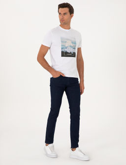 Lacivert Slim Fit Pamuk Kar___ml_ Jean Pantolon