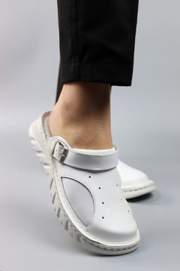 15 | Kina | Белые женские медицинские сабо натуральная кожа - Milka shoes&more фото 3