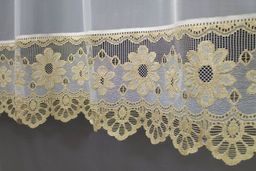 Готовые шторы арт. 0039/200/Б, СТЕФАНИ, цвет белый, занавеска, размеры 200 см ширина х 175 см высота из ВУАЛИ, украшена кружевом, пошита на шторной ленте