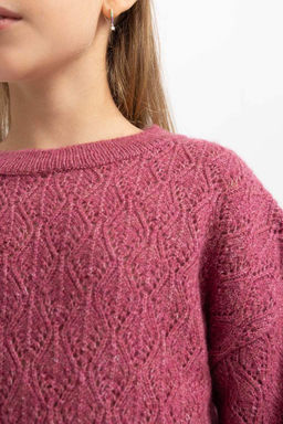 Свитер с круглым вырезом для девочек - Defacto фото 9