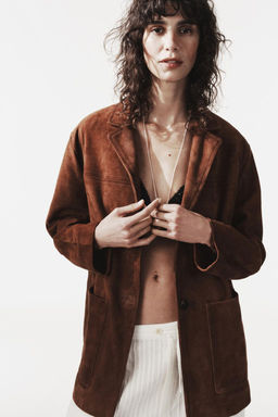 ZW COLLECTION LIMITED EDITION 100% SUEDE OVERSIZE BLAZER - Zara фото 5