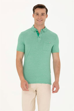 U. S. Polo Assn Мужская зеленая футболка с воротником-поло - U.s. polo assn фото 2