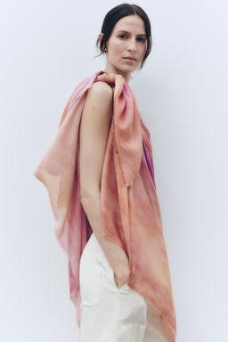 TIE-DYE PRINT MODAL SILK BLEND SCARF - Zara фото 2