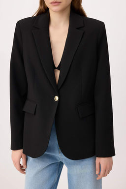Koyu Kahverengi Aksesuar Dugmeli Regular/Normal Kal?p Dokuma Blazer Ceket TWOSS26BC00020 - Trendyolmilla фото 14
