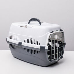 Переноска для животных до 9 кг Пижон, металлическая дверь, 43 х 29 х 27,5 см, бело-серая