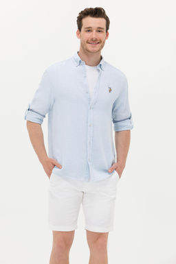 U. S. Polo Assn / Мужская голубая рубашка с длинным рукавом - U.s. polo assn фото 9